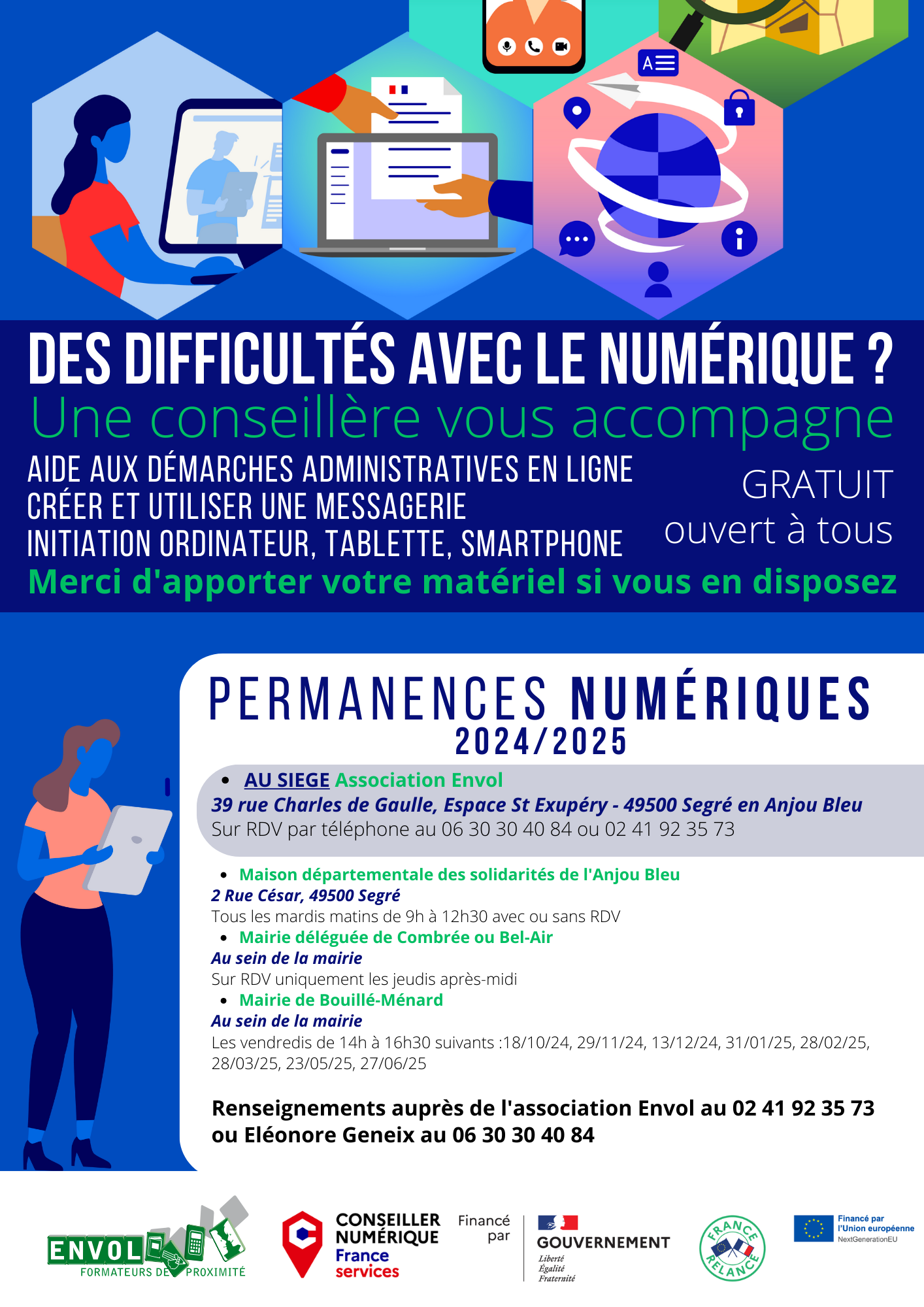 Flyer permanences de notre conseillère numérique FS