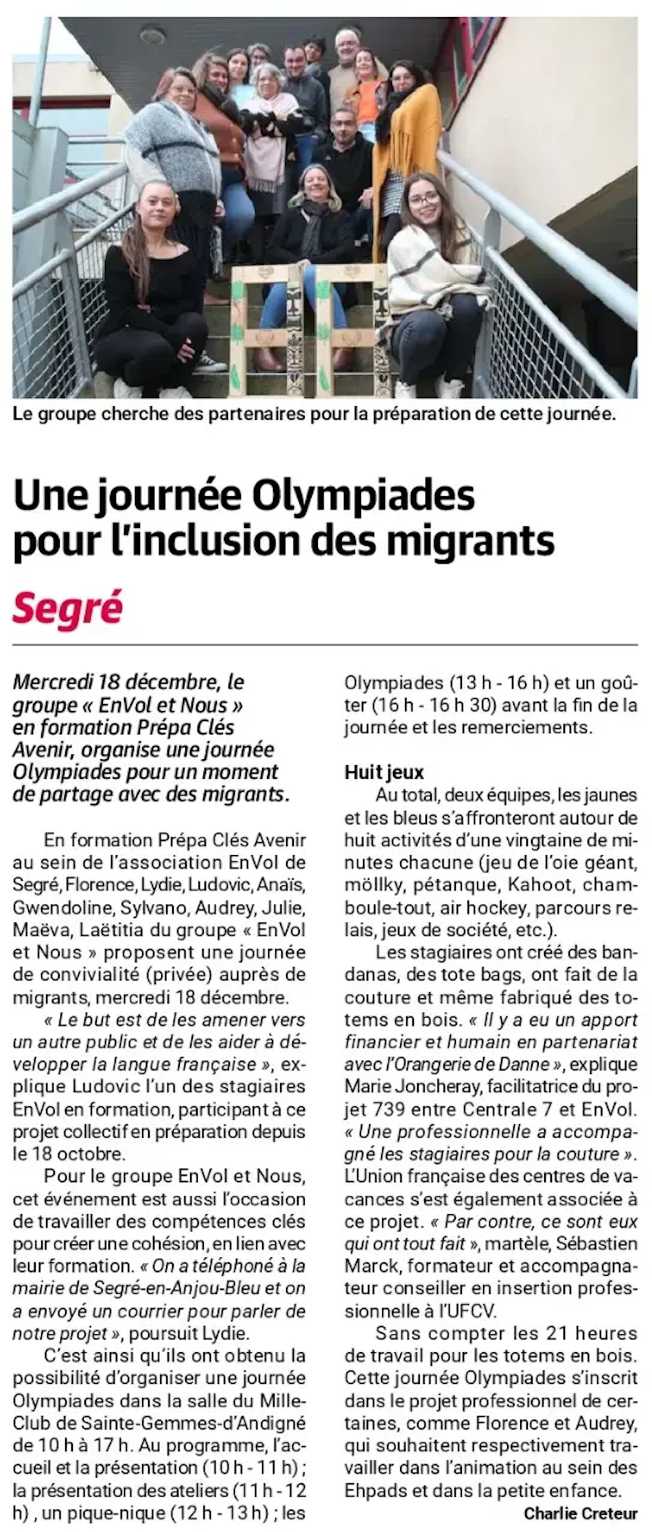 article du haut-anjou olympiades envol