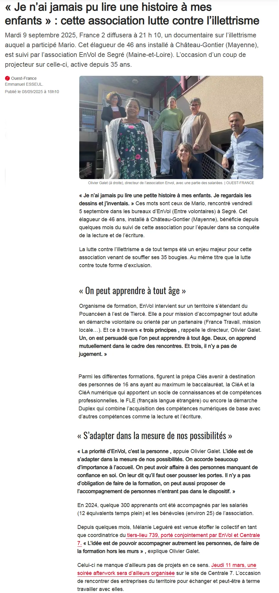article 08 septembre 2025 ouest france - « Je n’ai jamais pu lire une histoire à mes enfants » : cette association lutte contre l’illettrisme