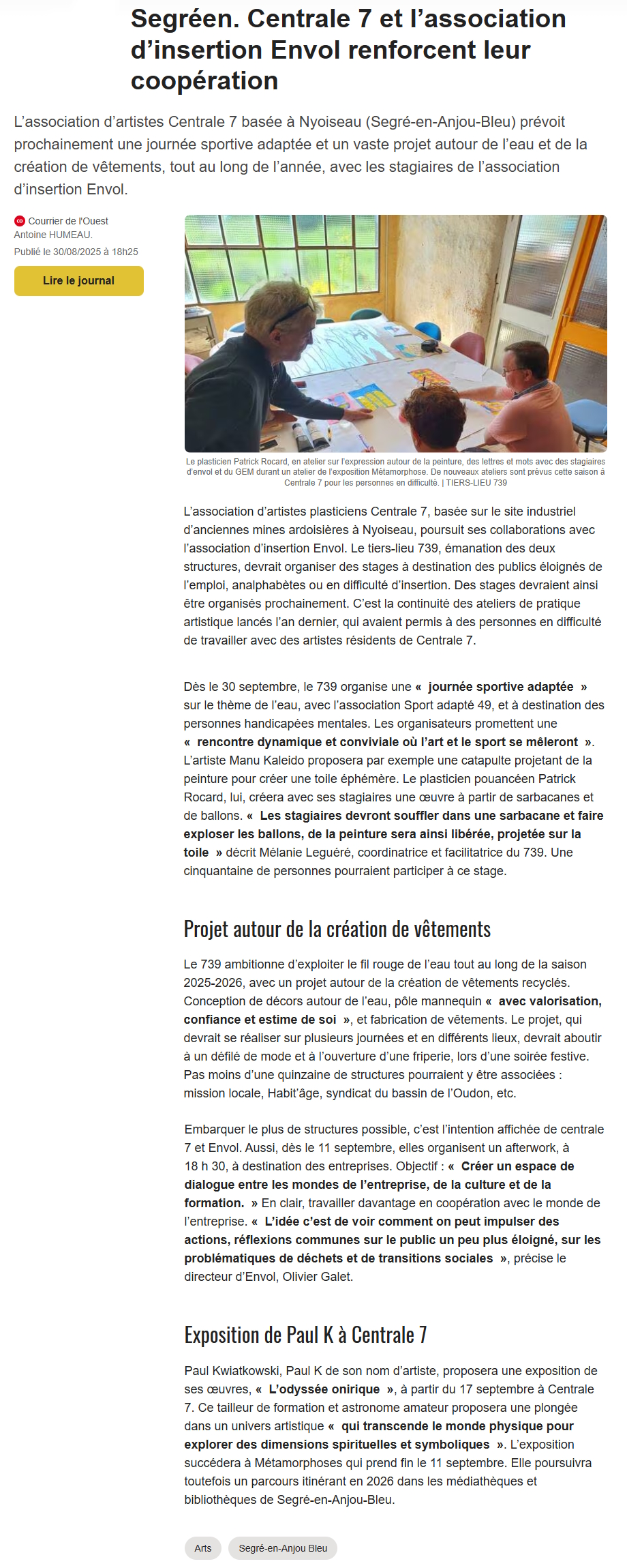 article sur centrale 7 - 30 aout 2025