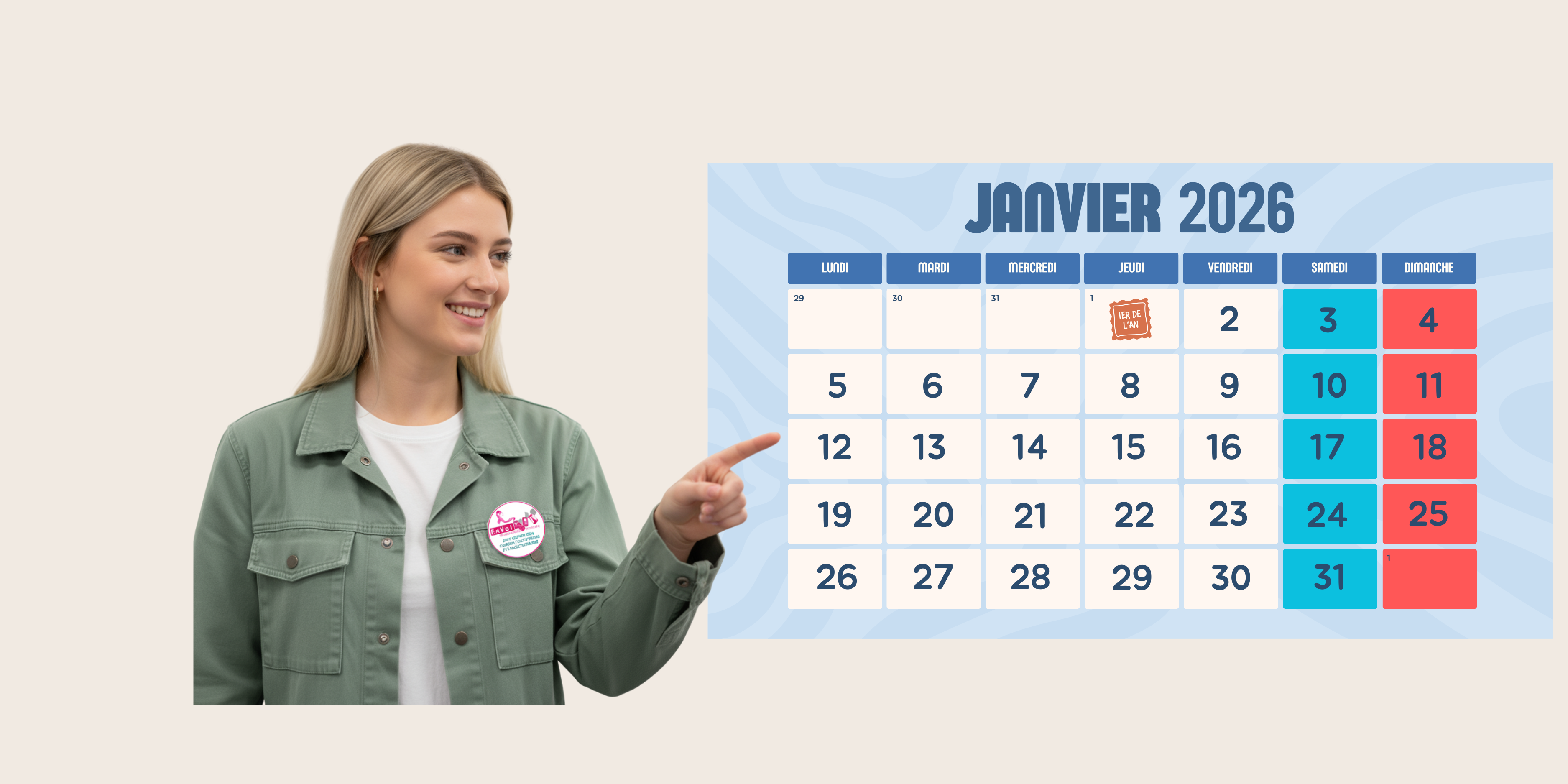 calendrier janvier 2026
