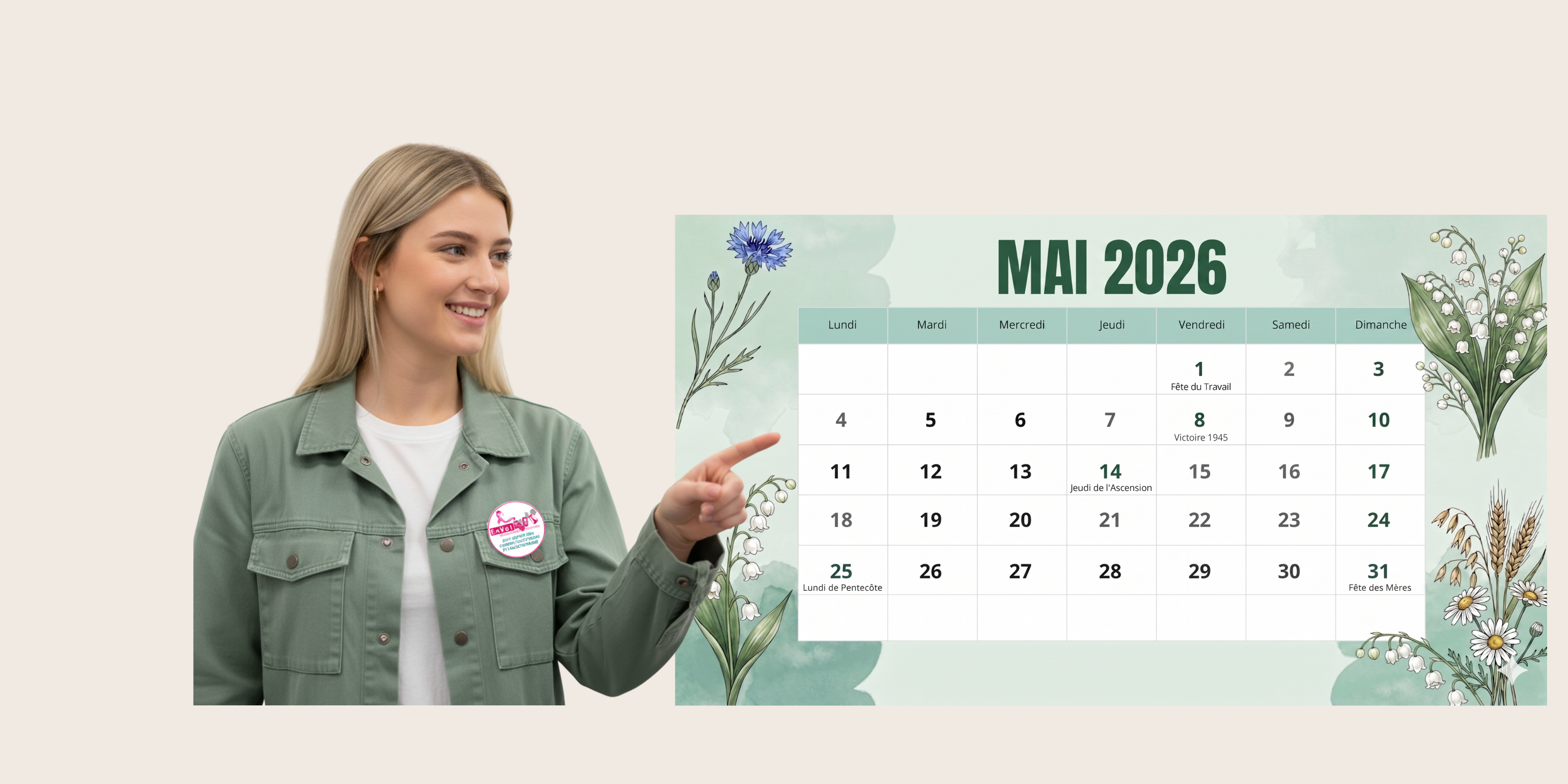 illustration notre agenda - jeune fille avec un calendrier