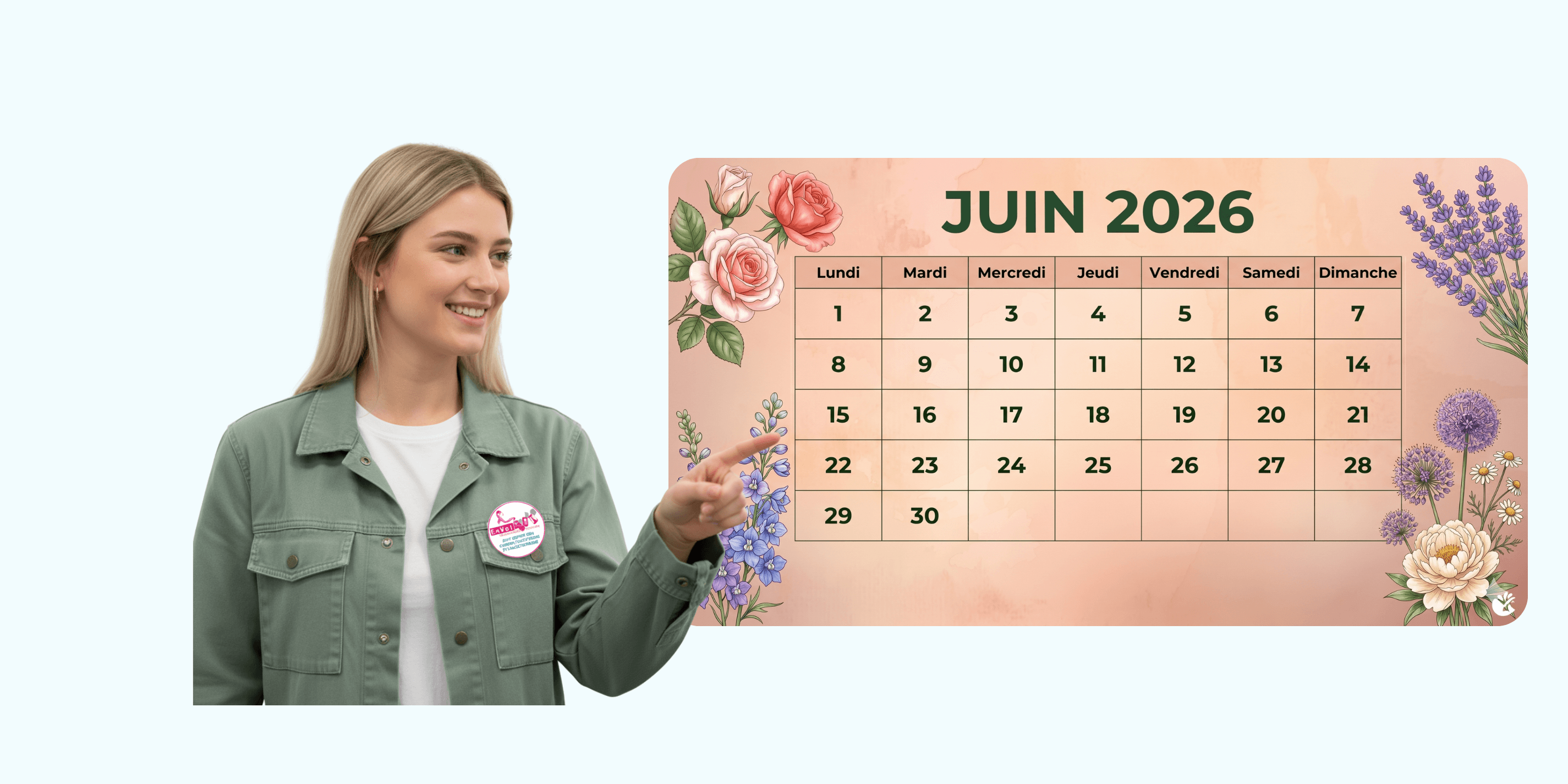 illustration notre agenda - jeune fille avec un calendrier