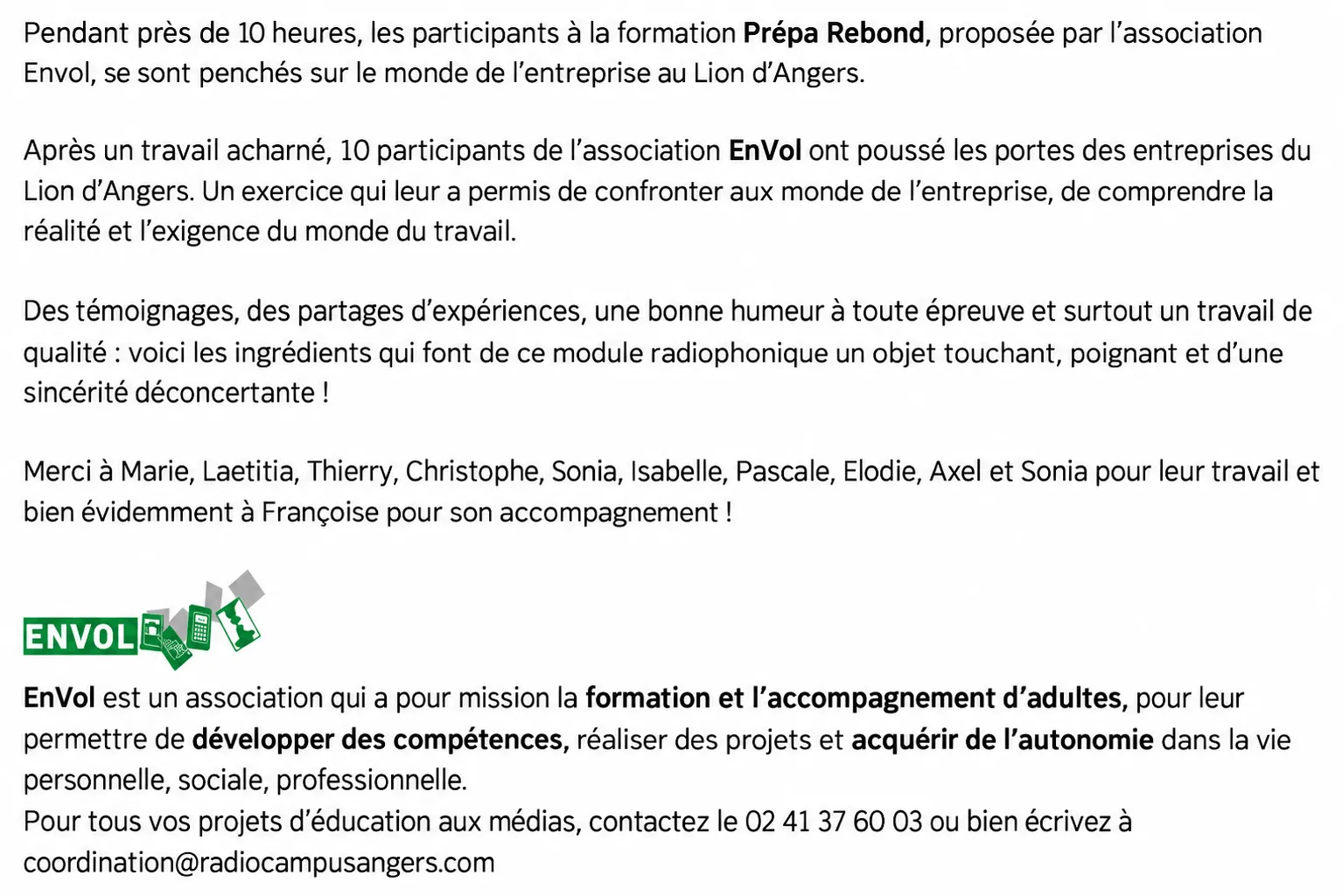 Présentation de l’émission Radio Campus Angers 2022