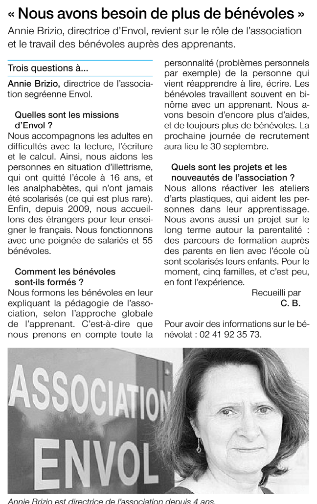 Nous avons besoin de plus de bénévoles